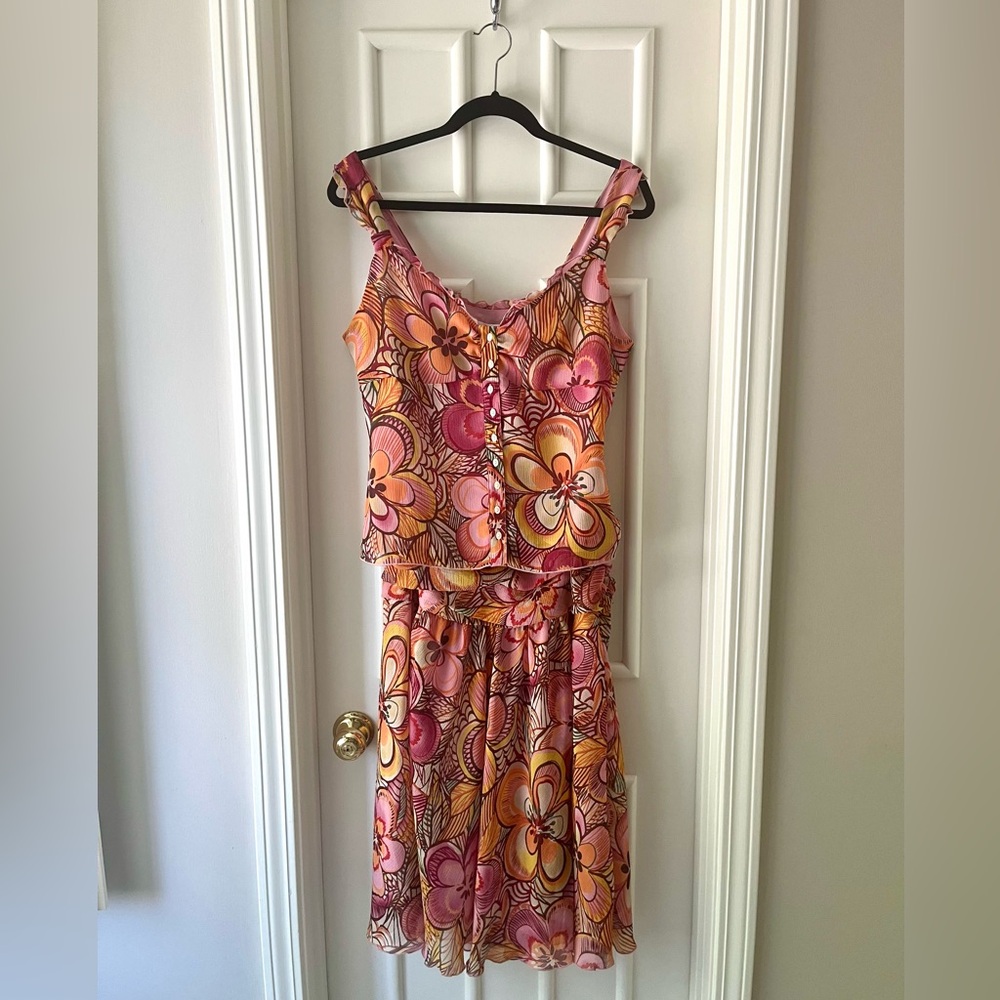 Nine West Y2K Floral Vacation Two Piece Skirt Set
